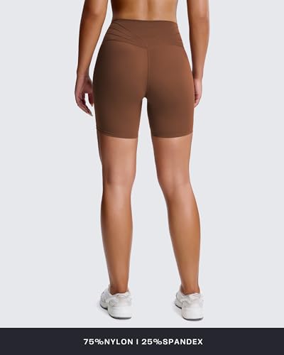 Image of Aoxjox Trinity Workout Biker Shorts for Women Tummy Control High Waisted Exercise Athletic Gym Running Yoga Shorts 6 inch