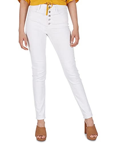 Numero High-Rise Exposed-Button Skinny Jeans Size 24 White