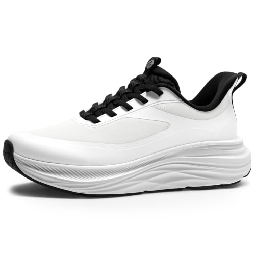 Coostar Mens Slip On Walking Shoes Cushioning Running Tennis Sneakers White