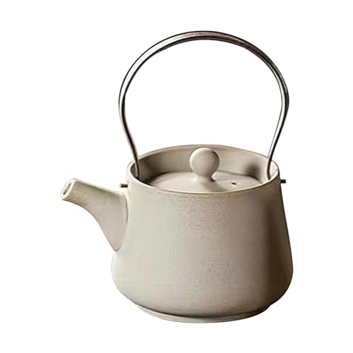Gralara Tetera de cerámica de 200 ml, Tetera con infusor de té, Tetera para Picnic al Aire Libre, casa de té, Blanco