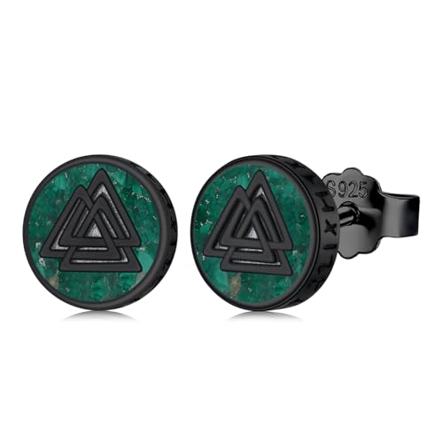 Boucles d'oreilles Viking argent 925 homme femme bijoux nordique païen malachite