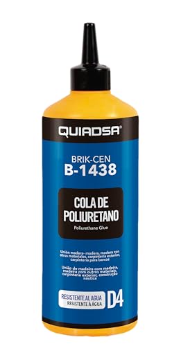 Quiadsa - BRIK-CEN B-1438 - Adhesivo de poliuretano monocomponente D4 - Pintable, lijable, uso interior y exterior - Alta resistencia a la humedad - 500 g