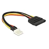 CABLEPELADO Cable alimentacion SATA 15 pines a floppy 4 pines | SATA 15 pin Hembra 4 pin floppy macho | 20 AWG | 20 cm