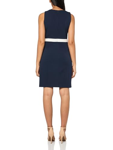 Image of Tommy Hilfiger Women's Sleeveless High Neck Colorblock Pockets Sheath Mini Dress
