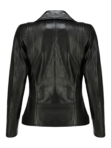 Women's Asymmetrical Zip-Up Real Lambskin Leather Motorcycle Jacket - Casual Fashion Moto Biker Leather Jacket Women #TOP1