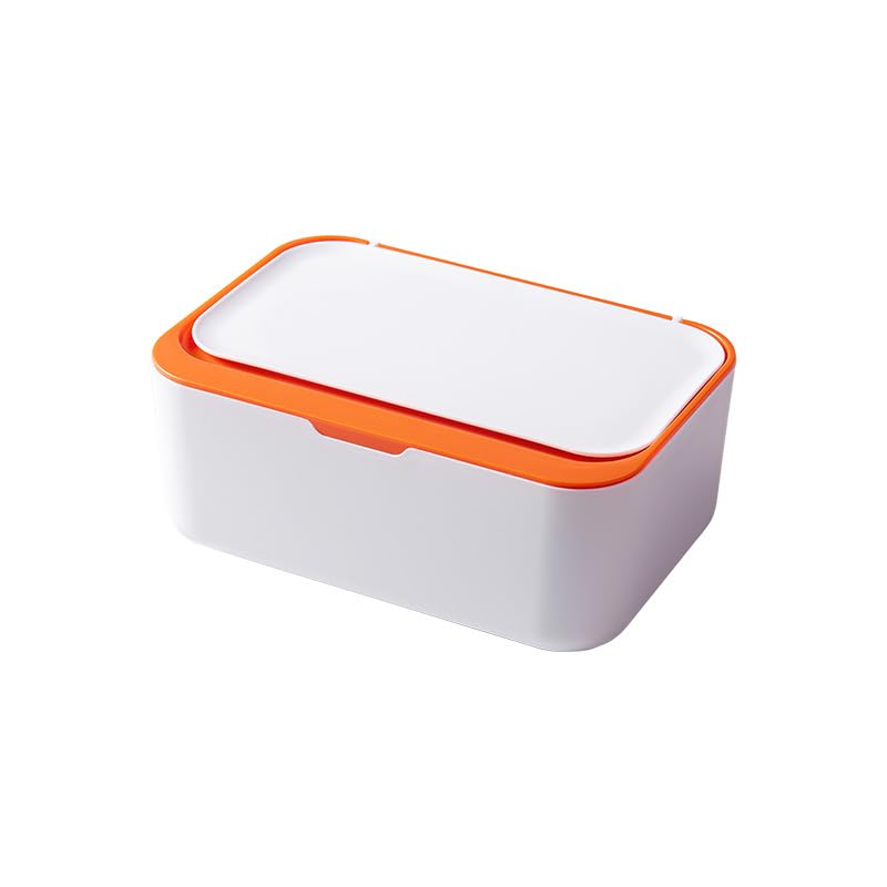 Wipes Dispenser Box, Toilet Wet Wipes Dispenser for Baby and Adults, One-Handed Operation, 9 x 13.5 x 7.5 cm (Orange)