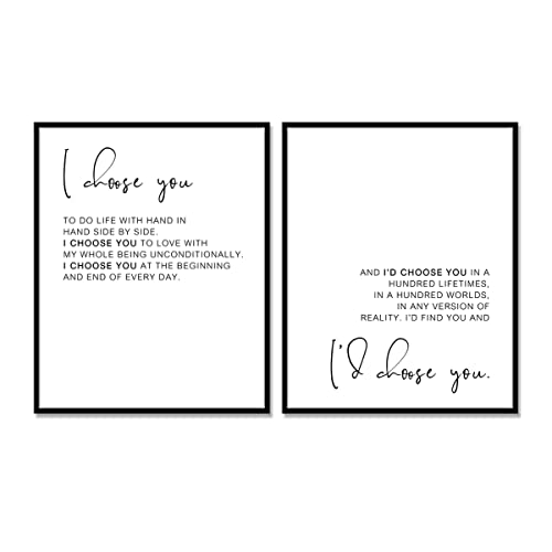 WCDHOR I Choose You To Do Life And I'd Choose You Wall Decor Bedroom Sign Engagement Wedding Gift Couples Love Quotes Print UNFRAMED (11X14 INCH)