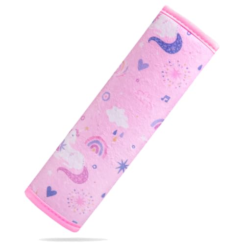 Image of Seat Belt Cover for Kids, Seat Belt Pad for Boys Girls, Car Seat Straps Shoulder Pads for Kids, Kid's Seat Belt Cushion, Shoulder Strap Pad, 1 Piece (Unicorn Love)