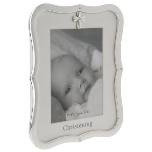 Image of Shudehill Giftware Celebration Frame - Baby Boy, Baby Girl or Christening 6x4 inch Silver Photo Frame (Christening)