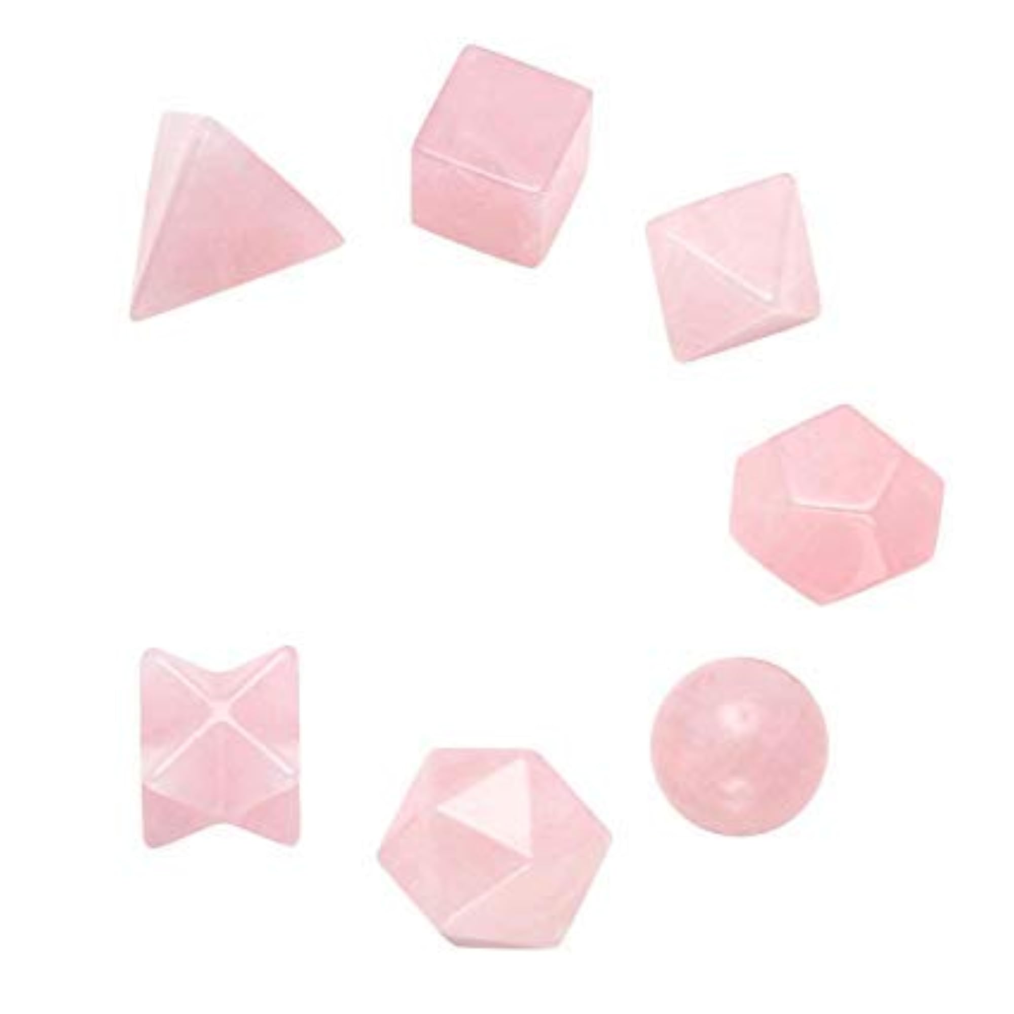 7 Rose Quartz Geometry Stone Set with Box, Healing Crystals