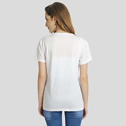 Image of Women's, Round Neck, Half-Sleeve, Printed, Cotton, Regular Fit, T-Shirt for Women