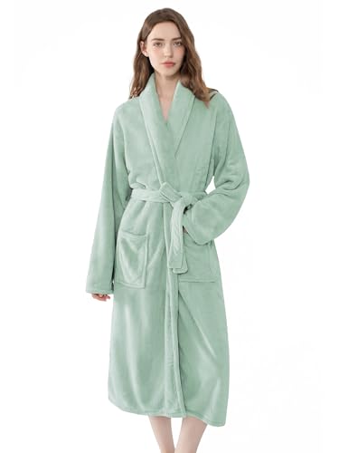 Image of Soft Robe For Women,Warm Plush Bath Robes Female,Spa Towel After Shower Lightweight Long Bathrobe