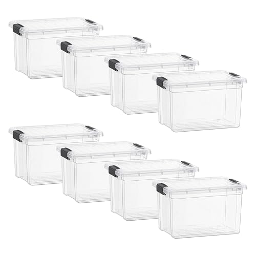 Image of Superio 49 Quart Clear Plastic Storage Boxes with Lids, Stackable Organizer Containers, BPA-Free Storage Bins for Home, Office, School & Dorm, 8 Pack