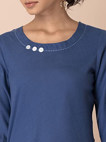 Image of Indya Women's Rayon Solid Regular Kurta