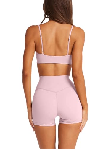 Image of LASLULU Womens Adjustable Spaghetti Straps Sports Bra Square Neck Wireless Padded Workout Yoga Crop Tops