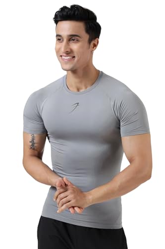 Image of FUAARK Men's Half Sleeve Compression T-Shirt - Athletic Base Layer for Fitness