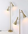 Modern Floor Lamp with 2 Adjustable Head Tall Pole Lamp Stand Up Lamp for Living Room, Bedroom, Office Tree Floor Lamps, Rotating Swivel Corner reading lamps,Gold Floor Lamp(Bulbs Not Included)