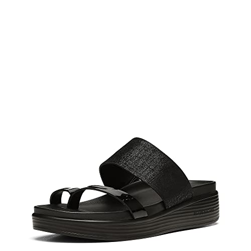 Donald Pliner Women's Farris Distressed Metallic Wedge Sandal, Black, 9.5