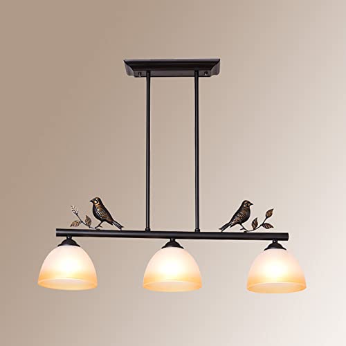 Lampe suspendue E27 plafonnier vintage verre 3 lumières cuisine