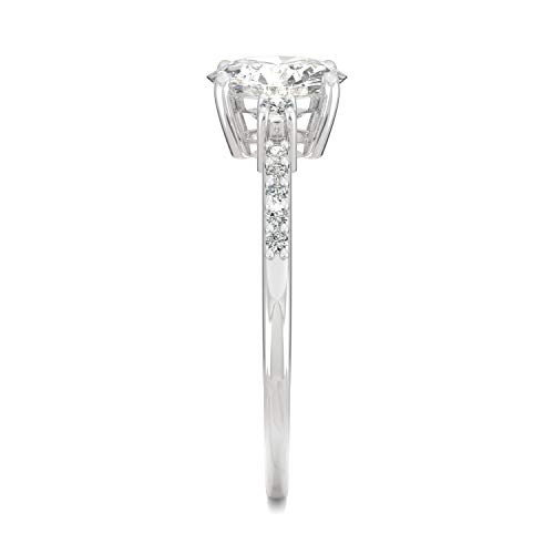 Charles & Colvard Created Moissanite 7Mm Round Cut Engagement Ring For Women | 1.31 Cttw Dew | Lab Grown | Solid 14K White Gold With Rhodium | Size 7 #TOP4