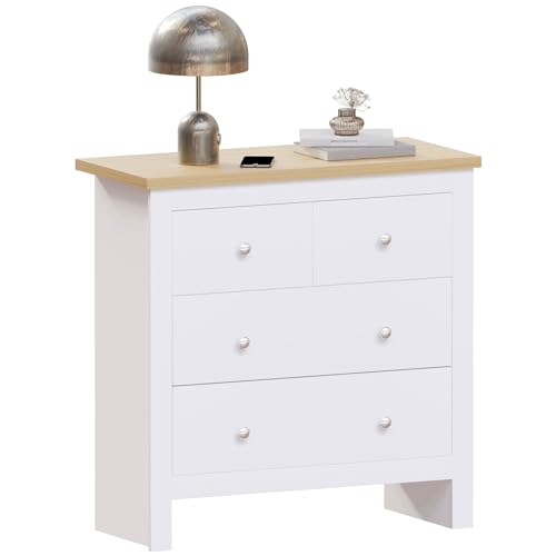 Vida Designs Arlington 2+2 komoda szafka do przechowywania nowoczesne meble do sypialni (biała)