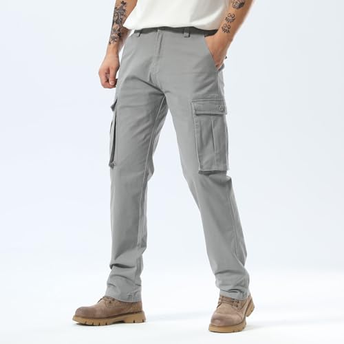 Plaid&Plain Mens Cargo Pants Taperd Cargo Pants for Men Stretch Cargo Pants with 6 Pockets4