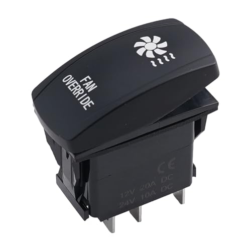 NiuLumea Interruptor basculante de 5 pines de 12 V 20 A con LED rojo, anulación de ventilador, palanca de encendido y apagado para coche, clasificación IP66, cuerpo negro