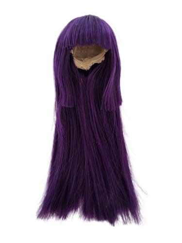 1/6 bjd sd Doll Wig Hair Set Bangs a Knife Straight Dark Purple Hair