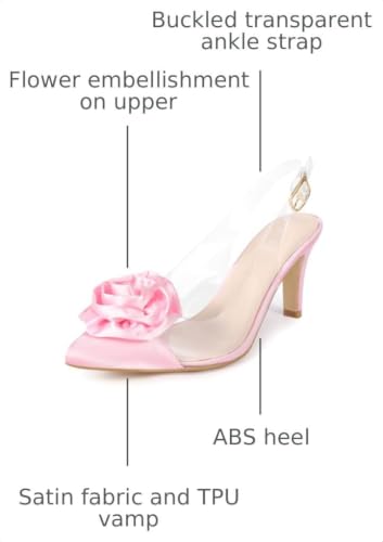 Allegra K Allegra K Women's Clear Flower Stiletto Heel Sandals Pointed Toe Slingback Bling Pink Pumps 8 M US