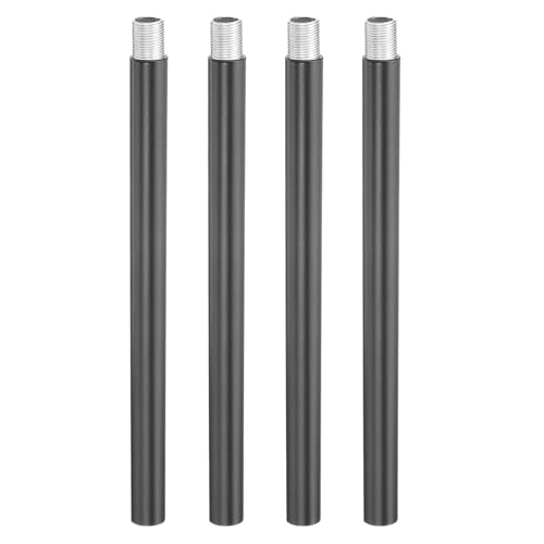 Image of PATIKIL Threaded Extension Rod, 4 Sets 6 inch M10 x 1mm Fine Thread Lamp Pipe with Lamp Pipe Nipples for Pendant Light Island Lighting Chandeliers Stems, Black