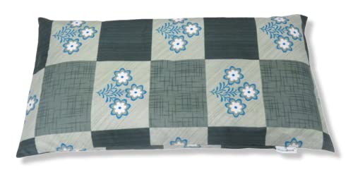 Image of Buckwheat Hulls Pillow | Standard Size | 15 inch x 25 inch inch | Pillow for Neck Pain | Shoulder Pain | Back Pain | Other Sleeping Problem | (Dark Green Flower Print)