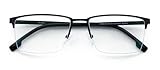 V.W.E. Men Premium Optical Frame Wide Large Head Reading Glasses Half Rim Metal - Reader 145MM DRM03 (Black, 3.00, x)