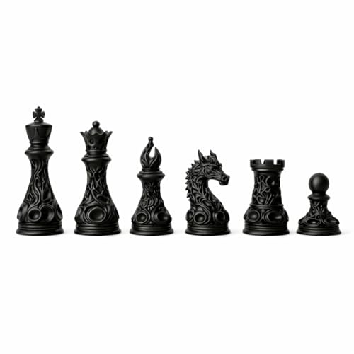 Image of TADCraft Decorative Chess Pieces - Artistic Black and White Ornate Chessmen for Display, Collection & Casual Play,(32 Pieces)