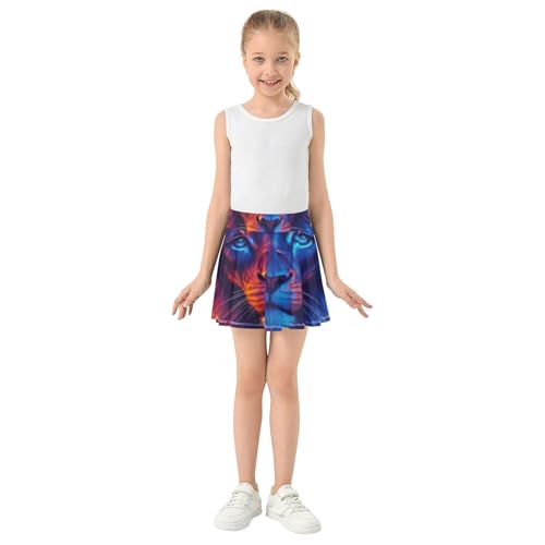 Fun Cute Girls Skorts Athletic Shorts Tennis Skirts Kids Teen Cheer Majestic Lions Head Glowing 4t3