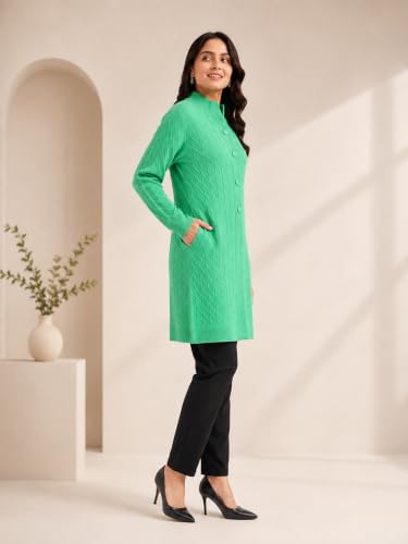 Image of HAUTEMODA Women's Wool Banded Collar Cardigan