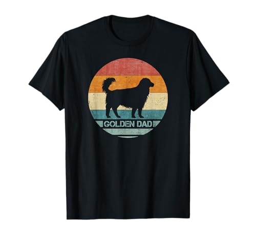 Vintage Retro Golden Retriever Perro Papá Silueta Cachorro Amor Camiseta
