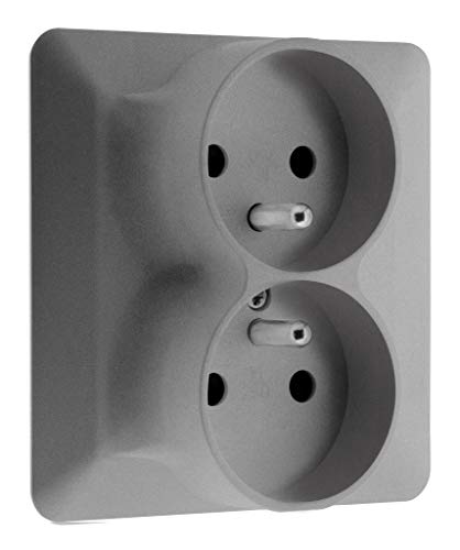 Double prise 2P +T monoposte Titanium - Artezo Cover