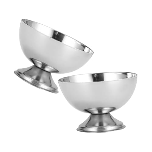 FUNOMOCYA 2-pack Stainless Steel Salad Cups Ice Cream Bowls for Goblet Desserts Fruit Snacks Home Party