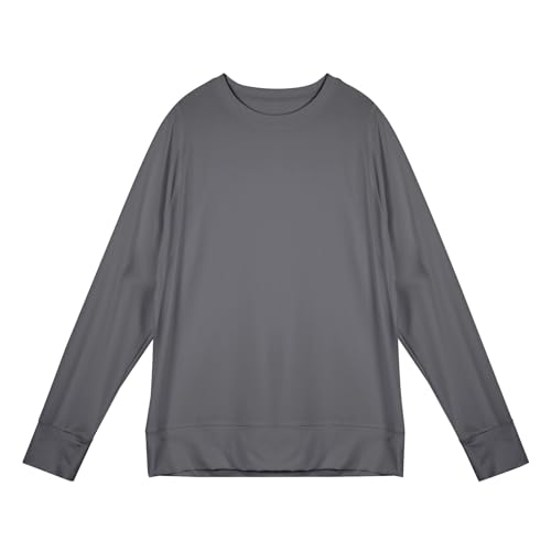 Generisch Camiseta deportiva de manga larga para hombre, camiseta ajustada y transpirable, de secado rápido, camiseta de fitness al aire libre, gris, XXL