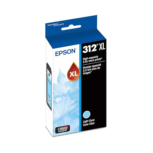 Image of Epson 312 Claria Photo HD Ink High Capacity Light Cyan Cartridge (T312XL520-S) Works with Expression XP-8500, 8600, 8700, 15000