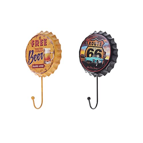 Ensemble de Patères Simples Patère Motif Vintage Patère Pratique et Durable Patère Murale en Fer Forge Crochet Mural Design Créatif pour Vêtements et Pendentifs Décoratifs 2 Pièces (Jaune et Noir)