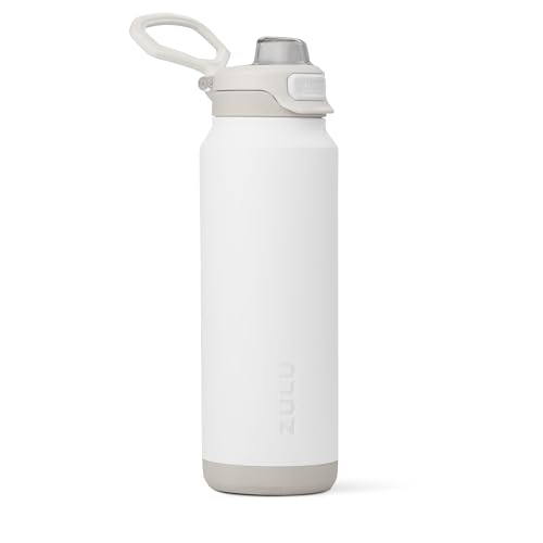 Image of ZULU Powerfill Pro 32oz Stainless Steel Water Bottle with Quick Fill Lid, Triple Walled Vacuum Insulated Metal, Leak Proof Locking Lid, Sip and Chug, Reusable BPA Free, White