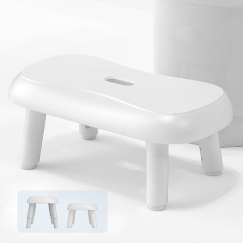 Verstellbarer Toilettenhocker Erwachsene, Badhocker, 4 Höhen Von 17-23 cm Klohocker Für Schwangere/‌Der Alte/Kinder, Beine Aus Manganstahl Mit Anti-Rutsch-Pads, Linderung Von Verstopfung Blähungen