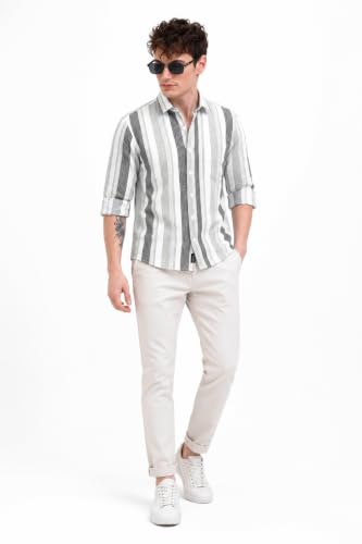 Image of Youth First Men's Cotton Blend Casual Shirt | Regular Fit Solid Full Sleeve Button Down Collared Shirts | Comfortable Formal Office Business Casual for Men