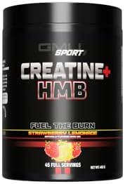 GMU SPORT Strawberry Lemonade Creatine + HMB Powder - Build Lean Muscle with Creatine 2.0! 5G Creatine, 3G HMB, 45 Servings (10.7g per).