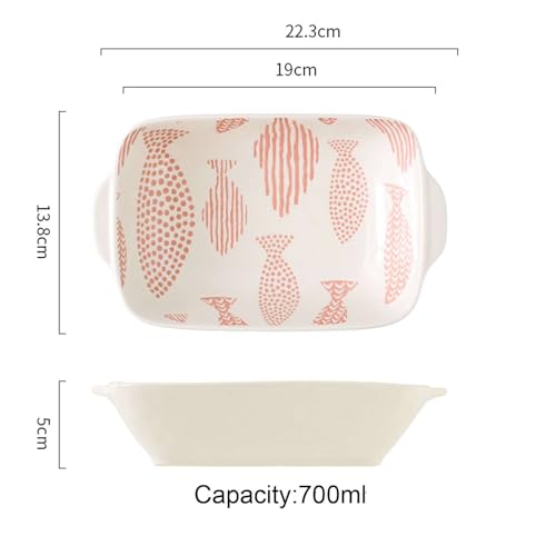 Fuente de cerámica para hornear, utensilios de cocina rectangulares para cazuelas y pasteles, aptos para horno y duraderos con asas