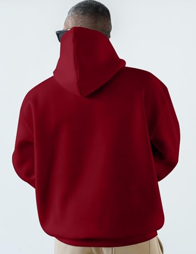 Image of JMIERR Mens Fleece Lined Hoodie Pullover Drawstring Pocket Winter Warm | Cozy fleece-lined pullover, adjustable drawstring hood, kangaroo pocket, regular fit, machine wash