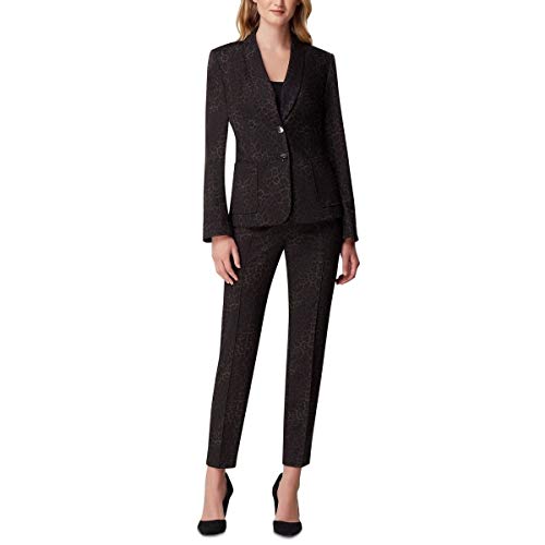 Tahari ASL Petite Star-Neck Pants Suit Black 6P