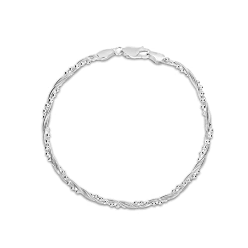 Tuscany Silver Pulsera de plata de ley 925 cadena retorcida tipo tipo serpiente y bolas Cover