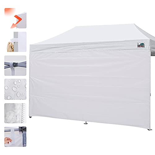 Image of Eurmax USA 10x15 Pop Up Canopy SunWall-UV Protection for Tents,Blocks Sunlight&Wind,Water Resistant Side Wall Only,Easy Hook & Loop Installation,Fit for 15FT Straight Leg Shelters&Gazebo,White